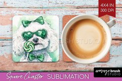 Bichon Frise St. Patricks Day Dog Square Coaster Dog Coaster Product Image 1
