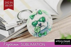 Bichon Frise St. Patricks Day Dog Keychain PNG Dog Keychain Product Image 1