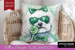 Bichon Frise St. Patricks Day Dog Pillow Sublimation Dog Product Image 1