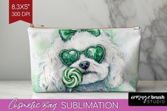Bichon Frise St. Patricks Day Dog Cosmetic Bag Dog Makeup Product Image 1