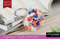Bichon Frise Dog Keychain PNG 4th Of July Keychain Product Image 1