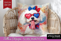 Bichon Frise Dog Pillow Sublimation 4th Of July Pillow Cover Product Image 1