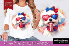 Bichon Frise Dog Round Tshirt Background 4th Of July PNG Product Image 1