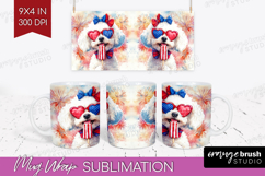 Bichon Frise Dog Mug Wrap 4th Of July Mug PNG Sublimation Product Image 1