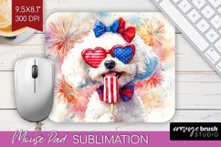Bichon Frise Dog Mouse Pad Sublimation 4th Of July Mousepad Product Image 1