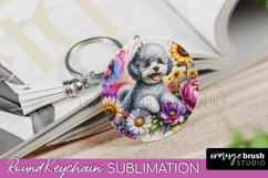 Bichon Frise Keychain Dog Sublimation Floral PNG Product Image 1