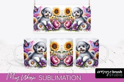 Bichon Frise Mug Wrap Dog Sublimation Floral PNG Product Image 1