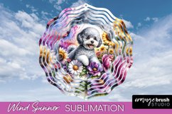 Bichon Frise Wind Spinner Dog Sublimation Floral PNG Product Image 1