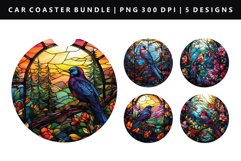 Bird Keychain And Car Coaster Sublimation Design Product Image 1