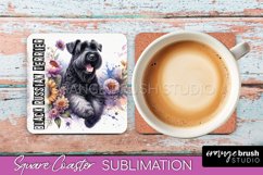 Dog Square Coaster - Dog Mom Floral Coaster Sublimation Product Image 1