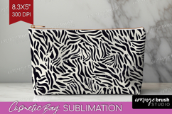 Black and White Cosmetic Bag - Abstract Texture Makeup Bag Product Image 1