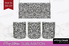 Black and White Mug Wrap - Abstract Texture Mug PNG Product Image 1