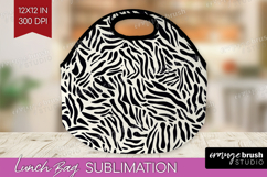 Black and White Lunch Bag - Abstract Texture Lunch Bug PNG Product Image 1
