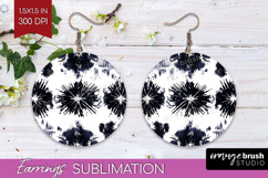 Black and White Round Earrings - Abstract Texture PNG Product Image 1