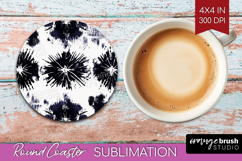 Black and White Round Coaster - Abstract Texture Coaster PNG Product Image 1