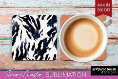 Black and White Square Coaster - Abstract Texture Coaster Product Image 1