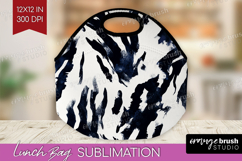 Black and White Lunch Bag - Abstract Texture Lunch Bug PNG Product Image 1