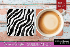 Black and White Square Coaster - Abstract Texture Coaster Product Image 1