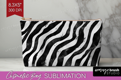 Black and White Cosmetic Bag - Abstract Texture Makeup Bag Product Image 1
