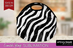 Black and White Lunch Bag - Abstract Texture Lunch Bug PNG Product Image 1