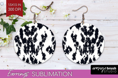 Black and White Round Earrings - Abstract Texture PNG Product Image 1