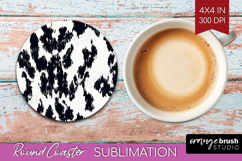 Black and White Round Coaster - Abstract Texture Coaster PNG Product Image 1