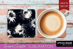 Black and White Square Coaster - Abstract Texture Coaster Product Image 1