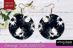 Black and White Round Earrings - Abstract Texture PNG Product Image 1