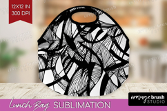 Black and White Lunch Bag - Abstract Texture Lunch Bug PNG Product Image 1