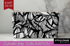 Black and White Cosmetic Bag - Abstract Texture Makeup Bag Product Image 1