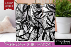 Black and White Tumbler Wrap - Abstract Texture Tumbler PNG Product Image 1