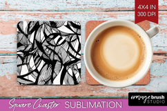 Black and White Square Coaster - Abstract Texture Coaster Product Image 1