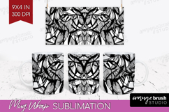 Black and White Mug Wrap - Abstract Texture Mug PNG Product Image 1