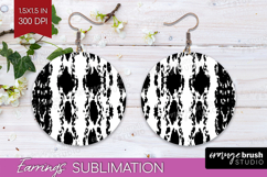 Black and White Round Earrings - Abstract Texture PNG Product Image 1