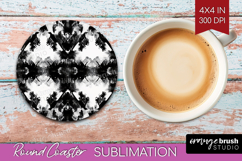 Black and White Round Coaster - Abstract Texture Coaster PNG Product Image 1