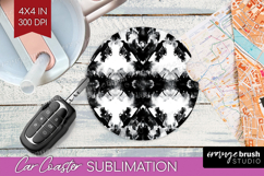 Black and White Car Coaster - Abstract Texture Coaster PNG Product Image 1