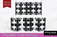 Black and White Mug Wrap - Abstract Texture Mug PNG Product Image 1