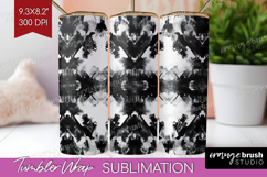 Black and White Tumbler Wrap - Abstract Texture Tumbler PNG Product Image 1