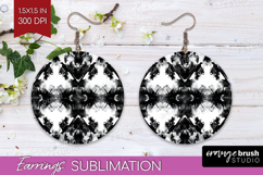 Black and White Round Earrings - Abstract Texture PNG Product Image 1