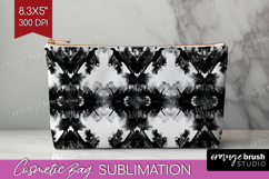 Black and White Cosmetic Bag - Abstract Texture Makeup Bag Product Image 1