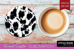 Black and White Round Coaster - Abstract Texture Coaster PNG Product Image 1