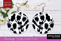 Black and White Round Earrings - Abstract Texture PNG Product Image 1