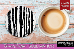 Black and White Round Coaster - Abstract Texture Coaster PNG Product Image 1