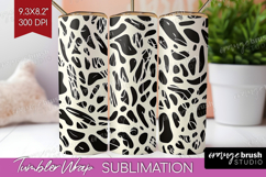 Black and White Tumbler Wrap - Abstract Texture Tumbler PNG Product Image 1