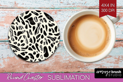 Black and White Round Coaster - Abstract Texture Coaster PNG Product Image 1