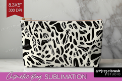 Black and White Cosmetic Bag - Abstract Texture Makeup Bag Product Image 1