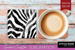Black and White Square Coaster - Abstract Texture Coaster Product Image 1
