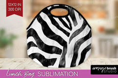 Black and White Lunch Bag - Abstract Texture Lunch Bug PNG Product Image 1