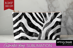 Black and White Cosmetic Bag - Abstract Texture Makeup Bag Product Image 1