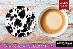 Black and White Round Coaster - Abstract Texture Coaster PNG Product Image 1